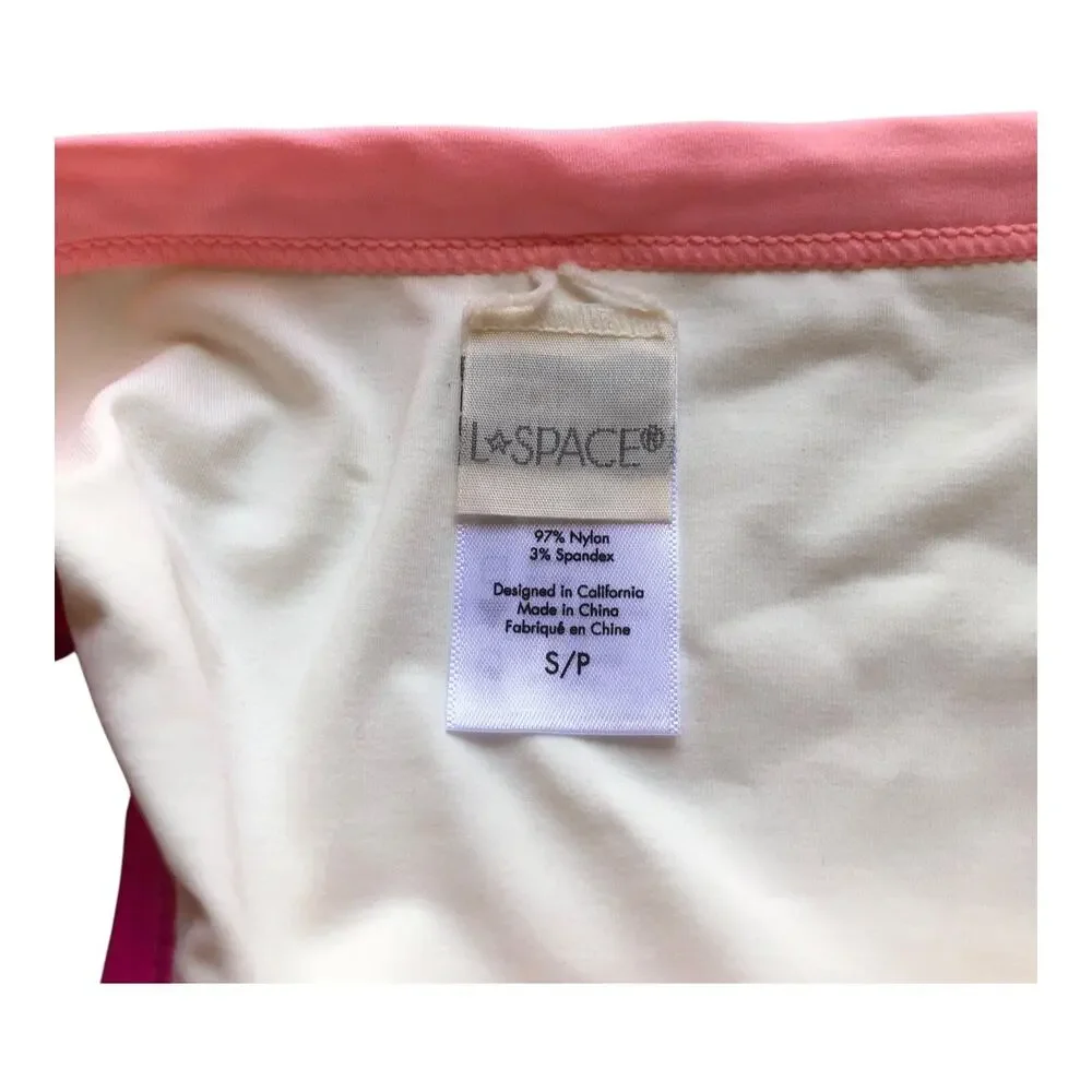 L Space Vacay White Pink Ribbed Bikini Bottom Stretch Women's Size Small NWOT